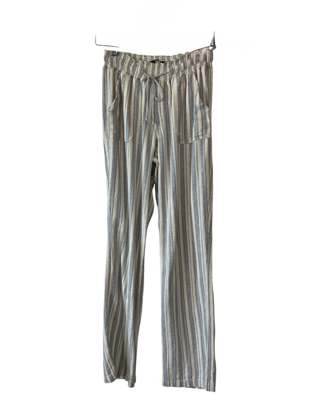 Rewash Pant Drawstring Waist Linen Blend Coastal Nautical Blue White Stripe Smll